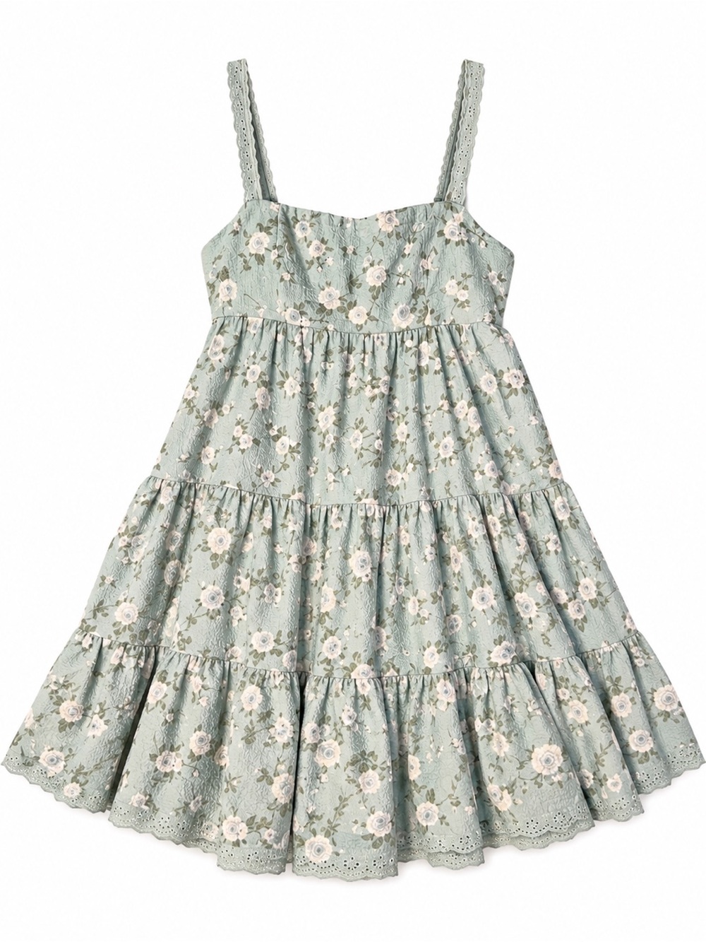 Altar’d State Sage Green Floral Tiered Mini Dress XS Cottagecore Boho
